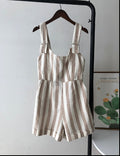 European and American style spring new sexy backless striped sling jumpsuit high waist slimming wild jumpsuit shorts
