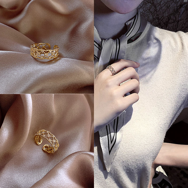 Woven Twisted Opening Ring Women