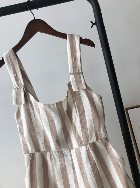 European and American style spring new sexy backless striped sling jumpsuit high waist slimming wild jumpsuit shorts