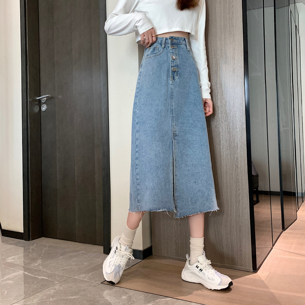 Split Denim Skirt For Women In Summer