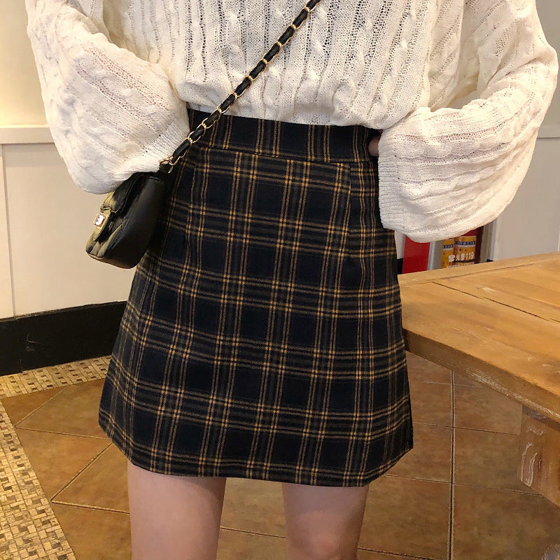 Hip Skirt High Waist Plus Size Plaid Short Skirt For Women