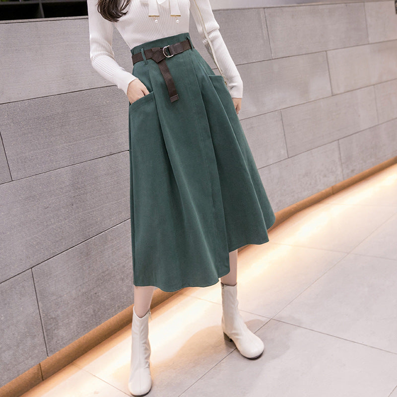 Mid-length Woolen Skirt Women Korean Style