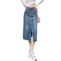 High Waist Slit Denim Skirt For Women