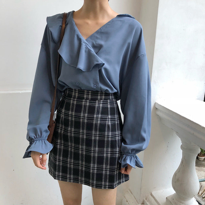 Hip Skirt High Waist Plus Size Plaid Short Skirt For Women