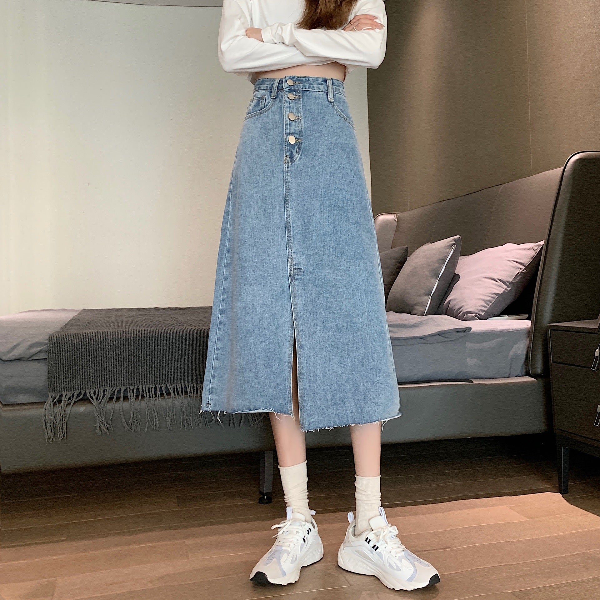 Split Denim Skirt For Women In Summer