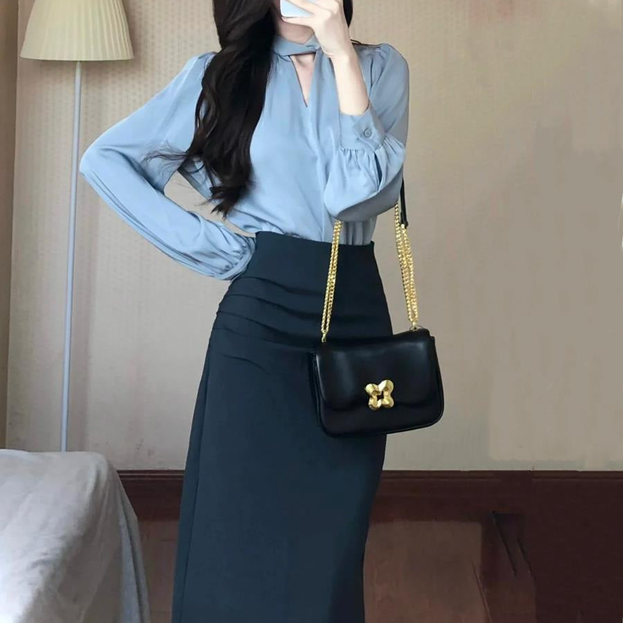 Sophisticated Commuter Professional Shirt Skirt For Women