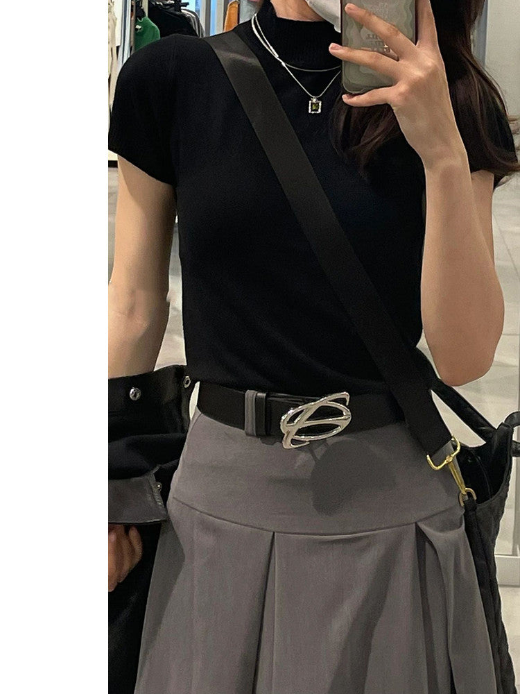 Grey Suit Skirt High Waist For Women