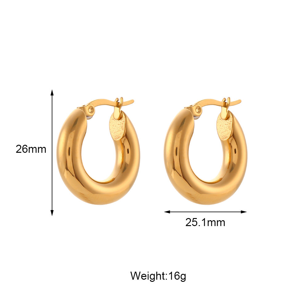 Cylindrical Hollow Ear Ring Women