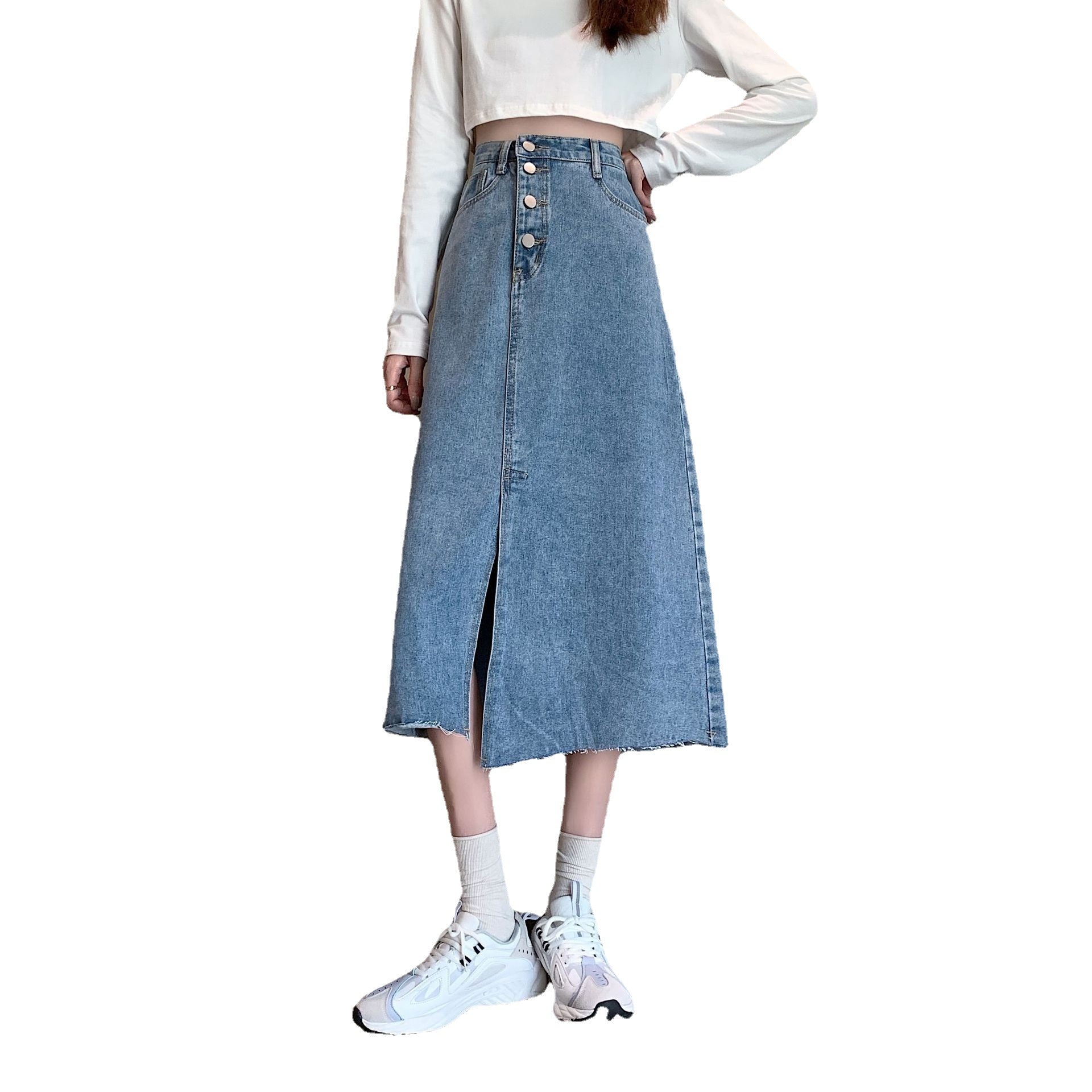 Split Denim Skirt For Women In Summer