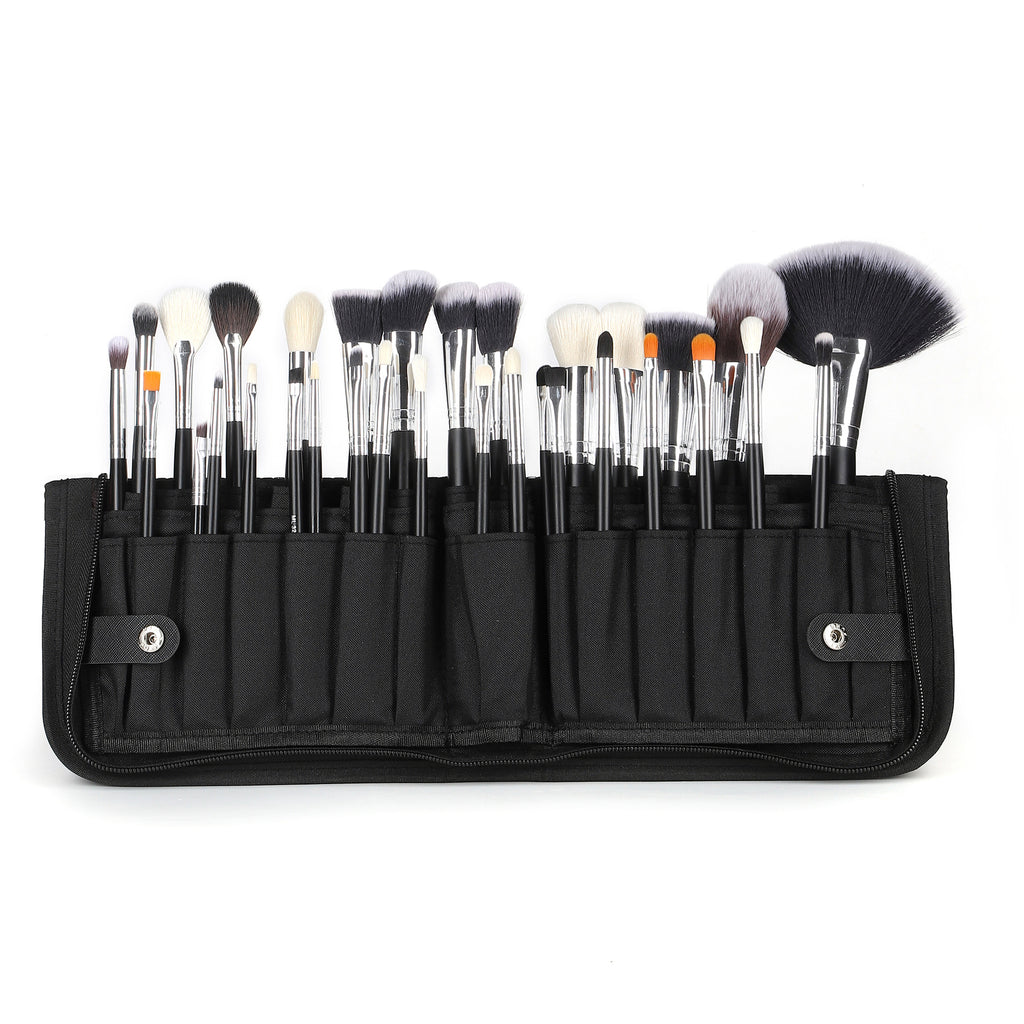 Cross-border Hot Sale Amazon Can Bulk 32 PCs Brush Suit Single Makeup Brush Leather Bag With Wooden Handle