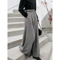 Elegant High-waisted Tweed Wide-leg Pants For Fall